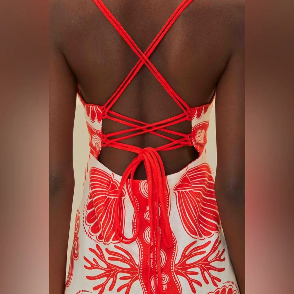 Farm Rio White Ainika Shell Euroflax™ Premium Linen Mini Dress - Picture 5 of 11